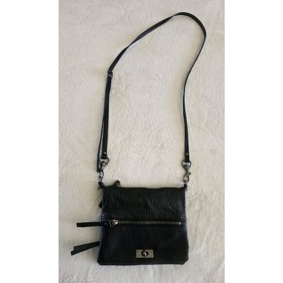 J Crew Black Leather Purse Mini Crossbody Pebbled Turn Lock - Picture 8 of 10